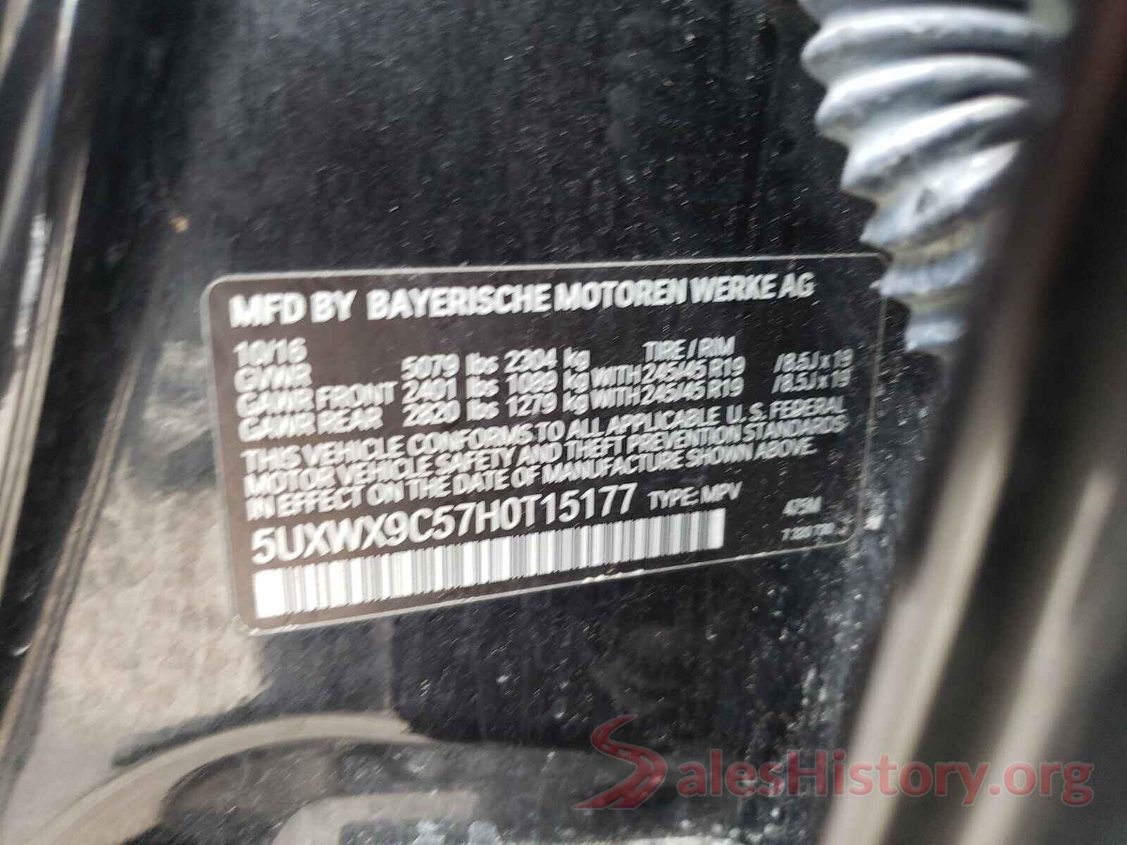 5UXWX9C57H0T15177 2017 BMW X3