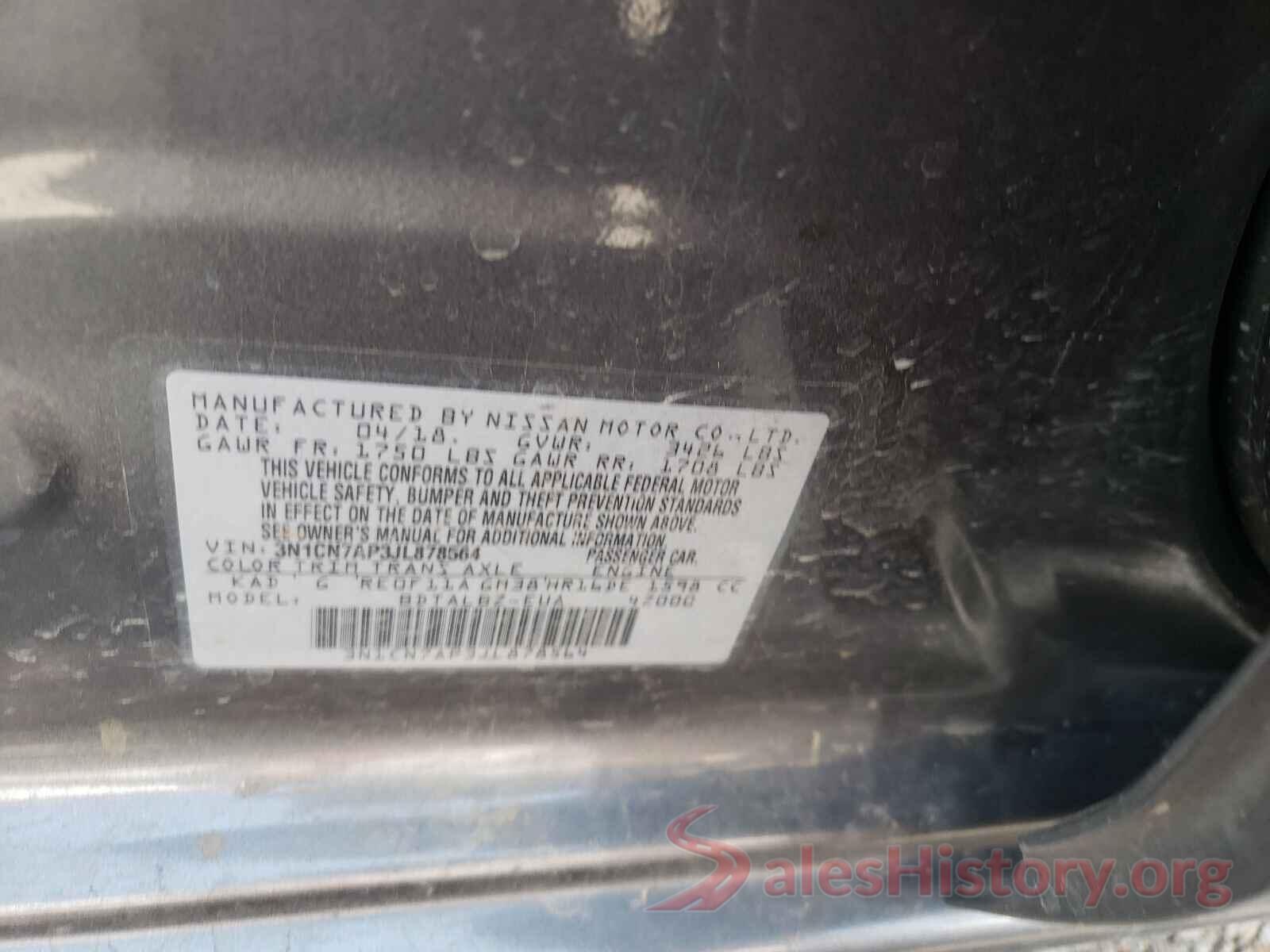 3N1CN7AP3JL878564 2018 NISSAN VERSA