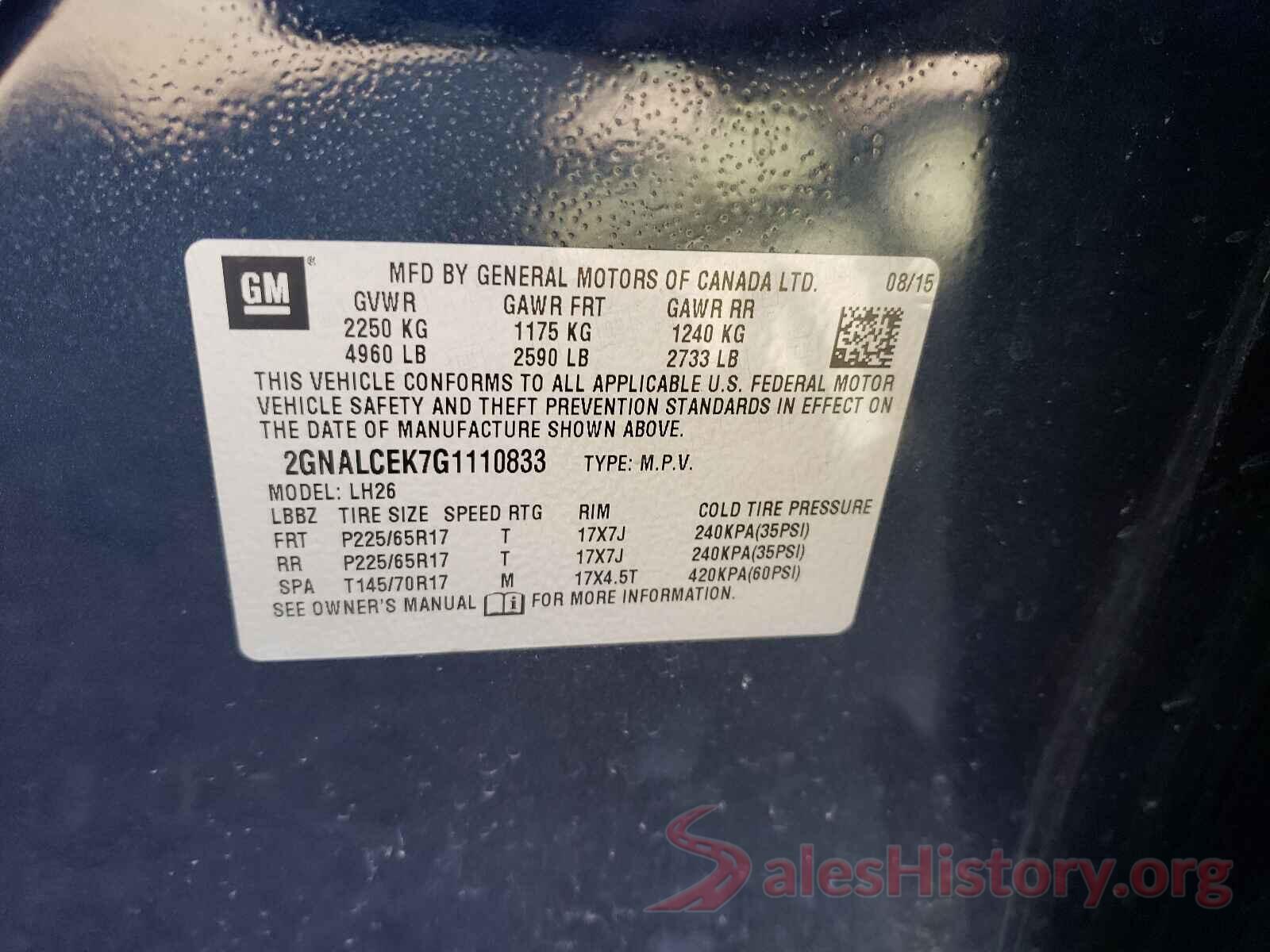 2GNALCEK7G1110833 2016 CHEVROLET EQUINOX