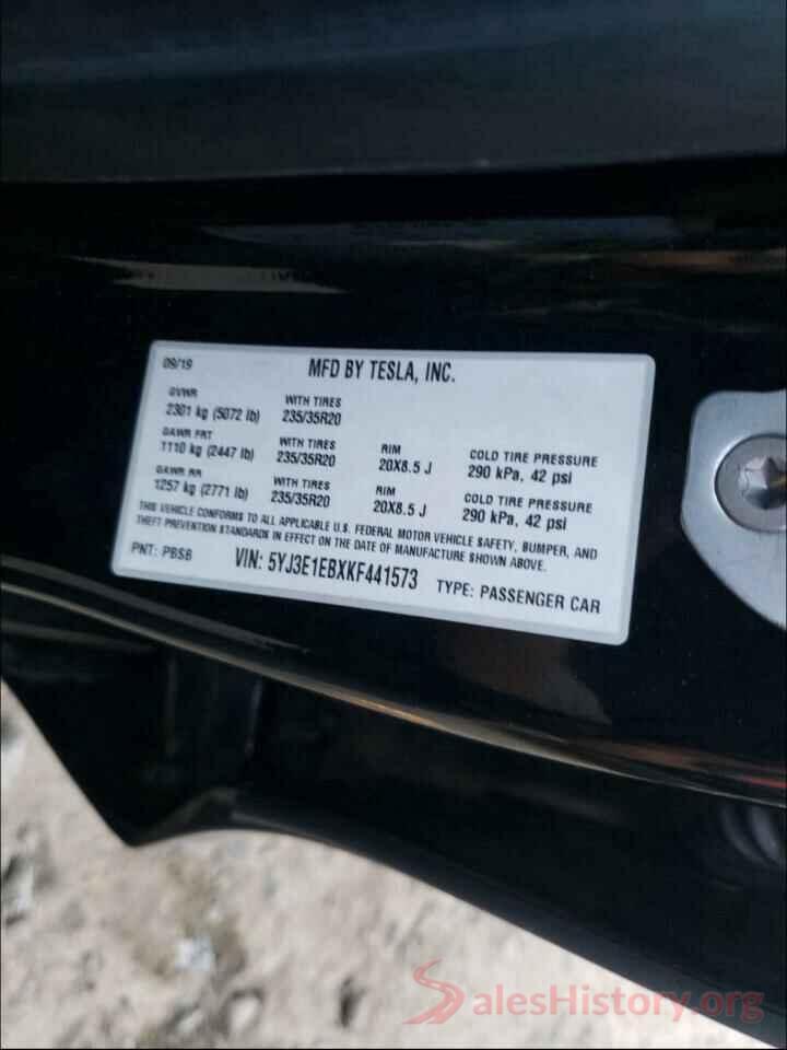 5YJ3E1EBXKF441573 2019 TESLA MODEL 3