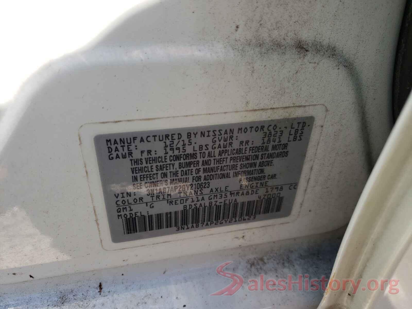 3N1AB7AP2GY210623 2016 NISSAN SENTRA