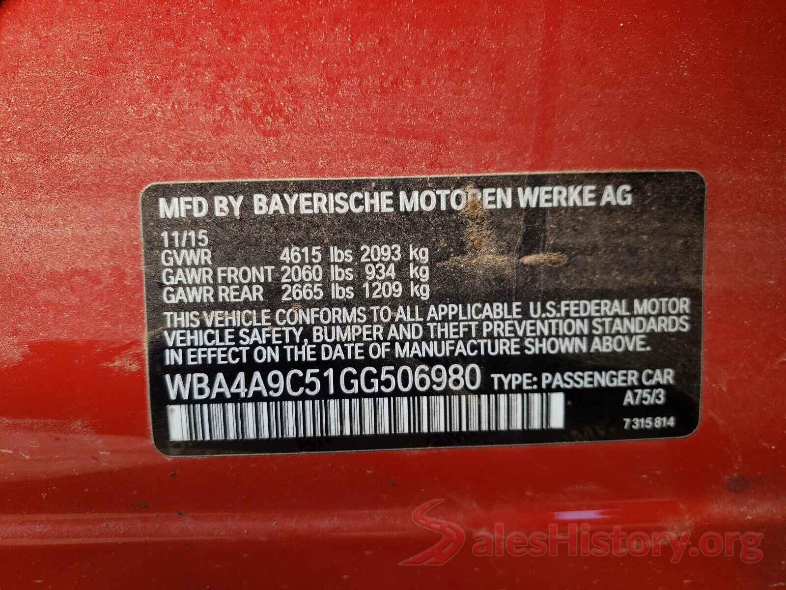 WBA4A9C51GG506980 2016 BMW 4 SERIES