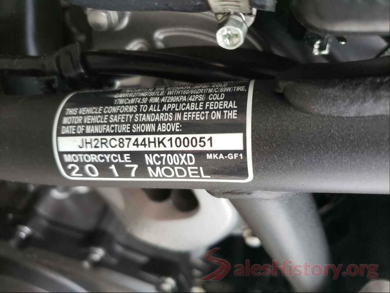 JH2RC8744HK100051 2017 HONDA NC CYCLE