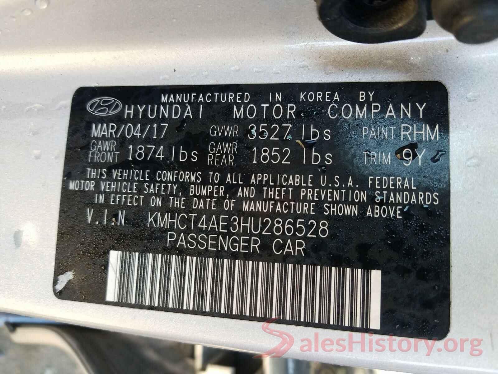 KMHCT4AE3HU286528 2017 HYUNDAI ACCENT