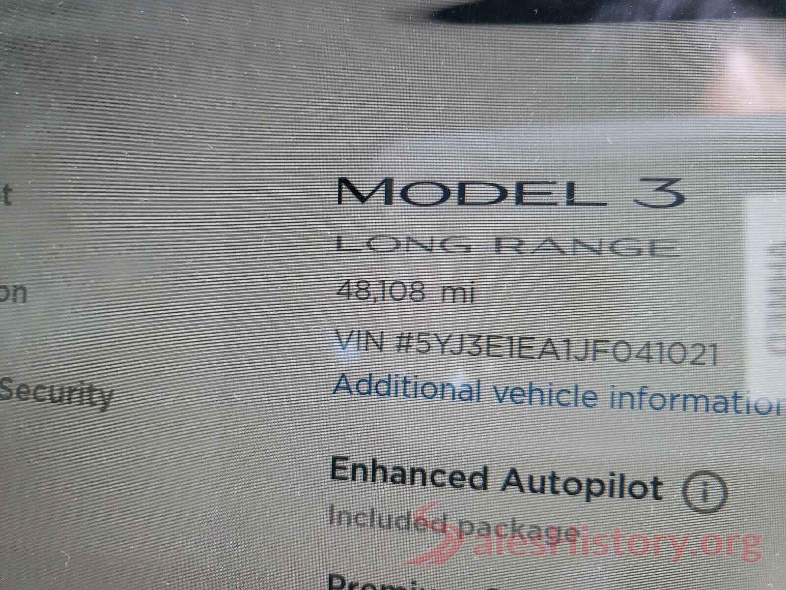 5YJ3E1EA1JF041021 2018 TESLA MODEL 3