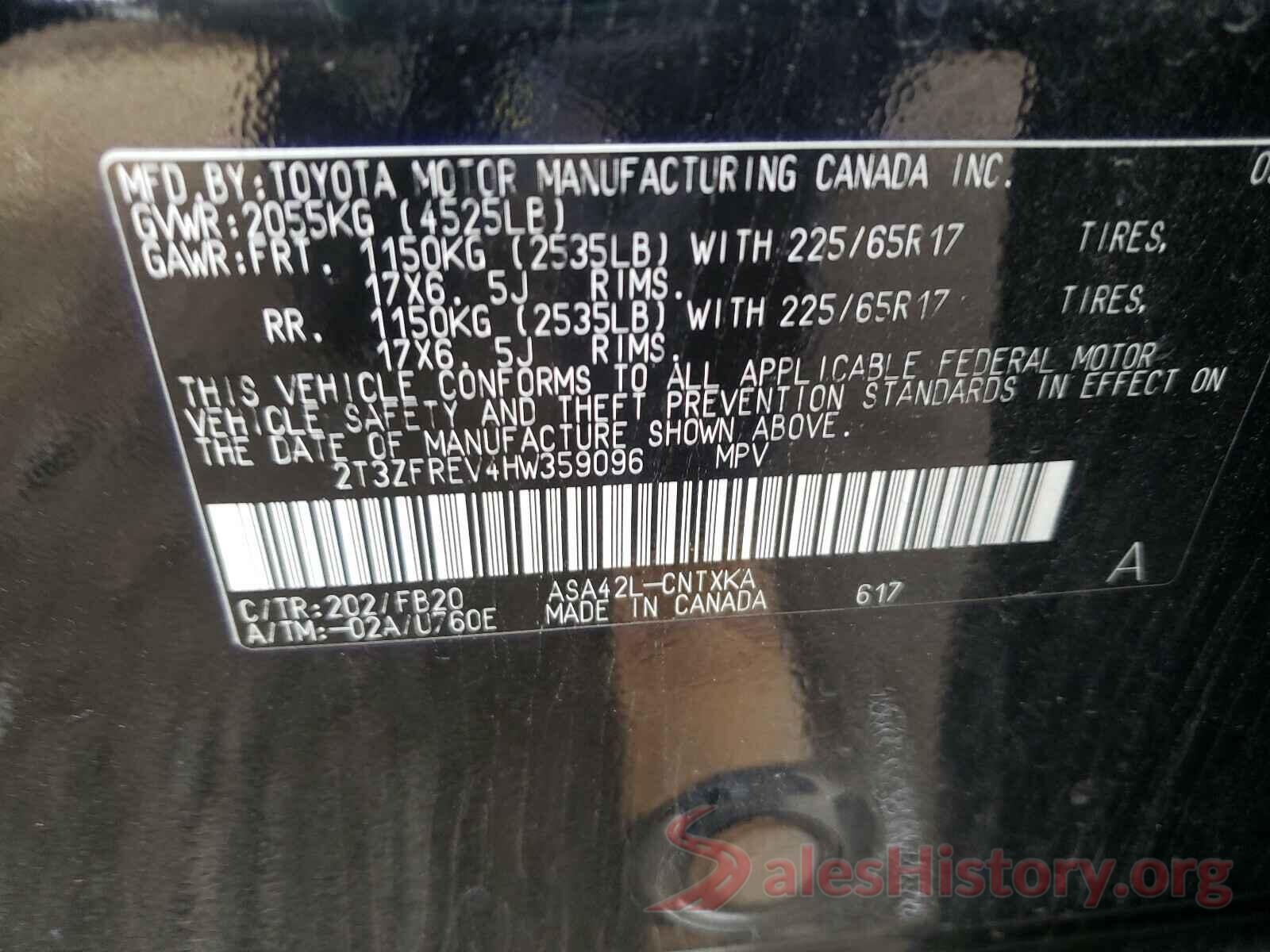 2T3ZFREV4HW359096 2017 TOYOTA RAV4