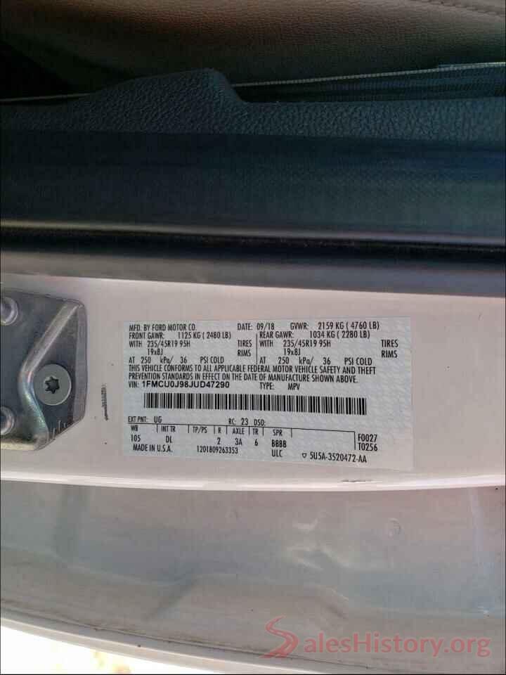 1FMCU0J98JUD47290 2018 FORD ESCAPE