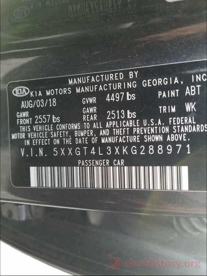 5XXGT4L3XKG288971 2019 KIA OPTIMA