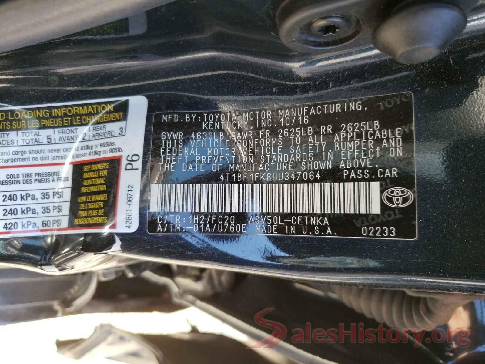 4T1BF1FK8HU347064 2017 TOYOTA CAMRY