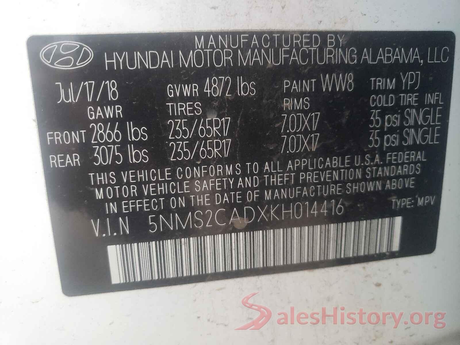 5NMS2CADXKH014416 2019 HYUNDAI SANTA FE