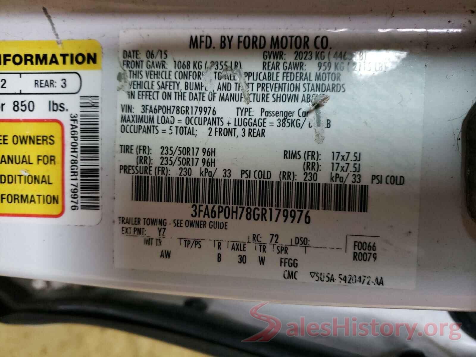 3FA6P0H78GR179976 2016 FORD FUSION