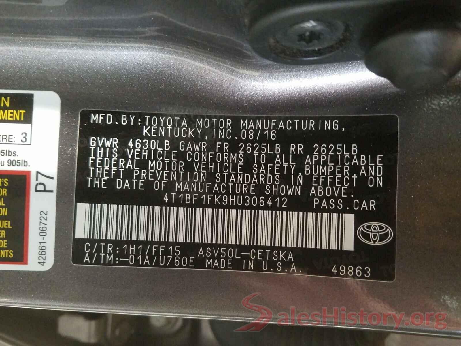 4T1BF1FK9HU306412 2017 TOYOTA CAMRY