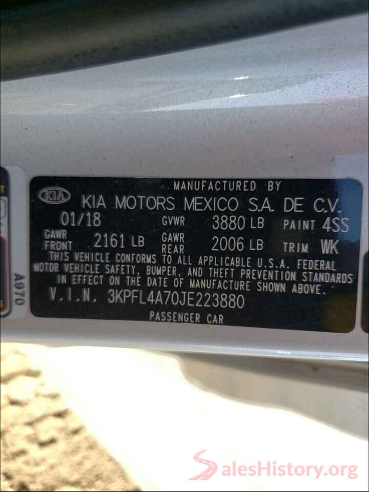 3KPFL4A70JE223880 2018 KIA FORTE