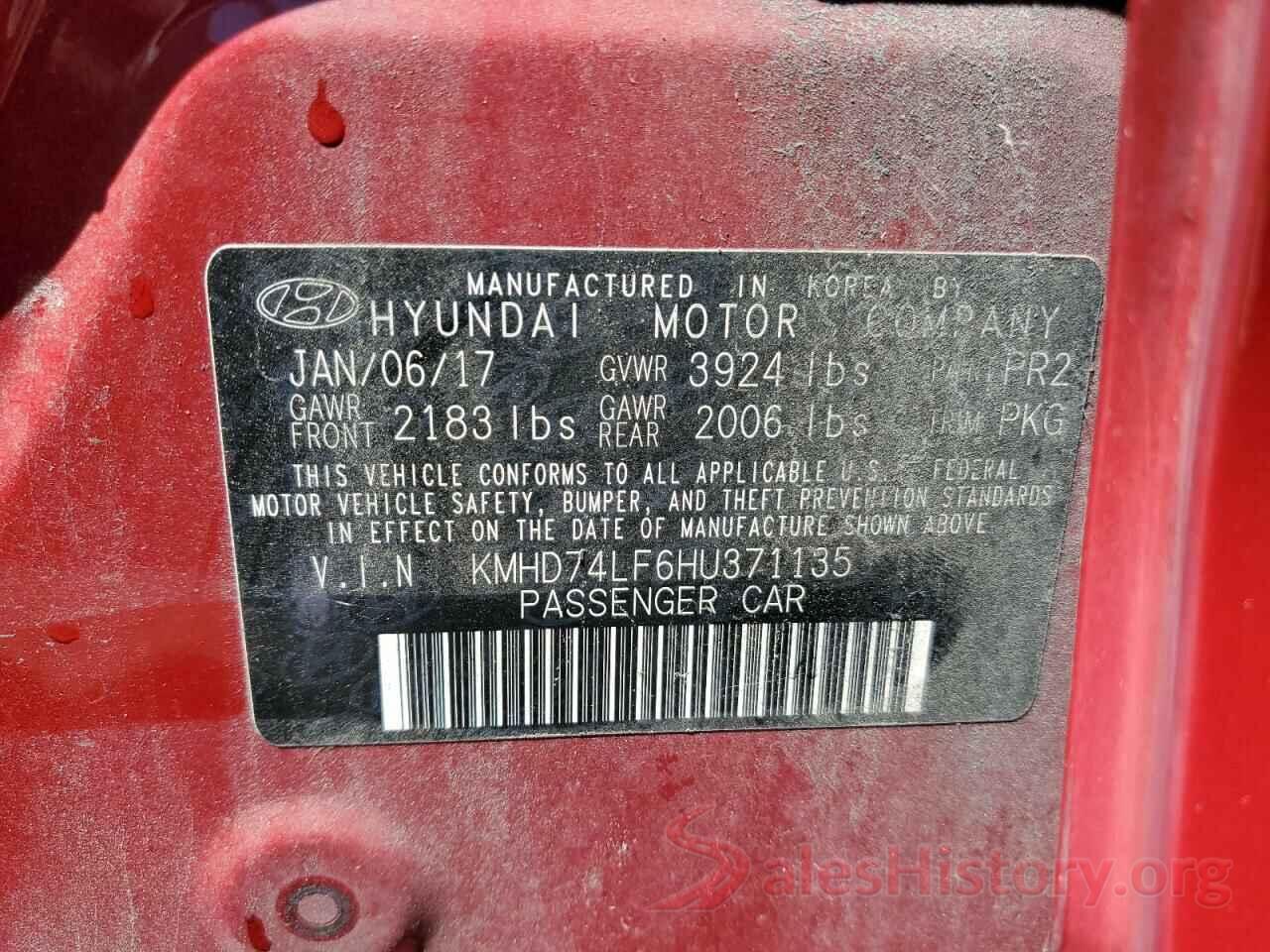 KMHD74LF6HU371135 2017 HYUNDAI ELANTRA