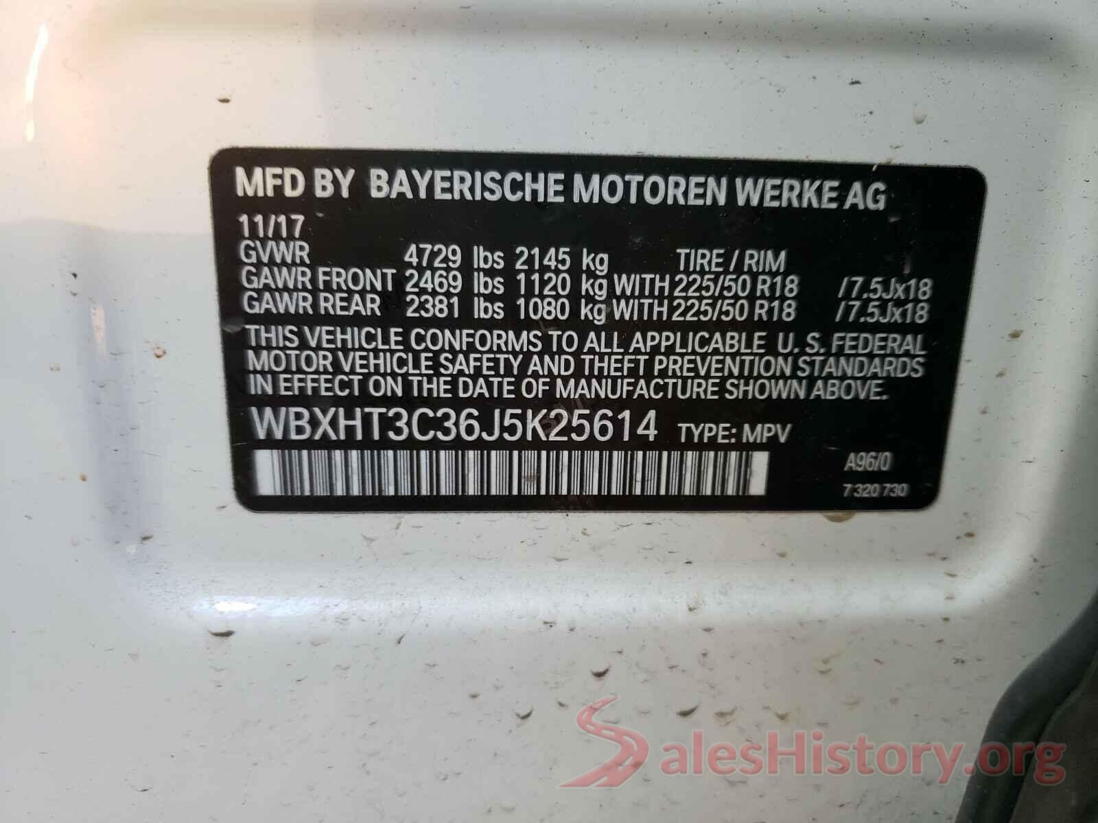 WBXHT3C36J5K25614 2018 BMW X1