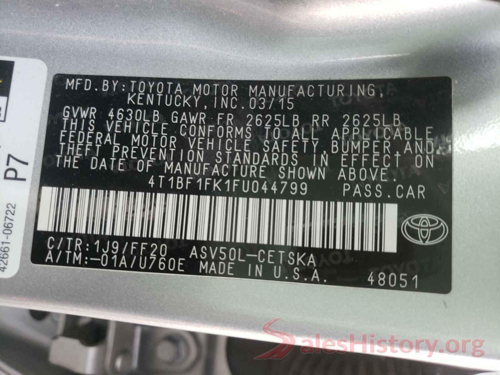 4T1BF1FK1FU044799 2015 TOYOTA CAMRY