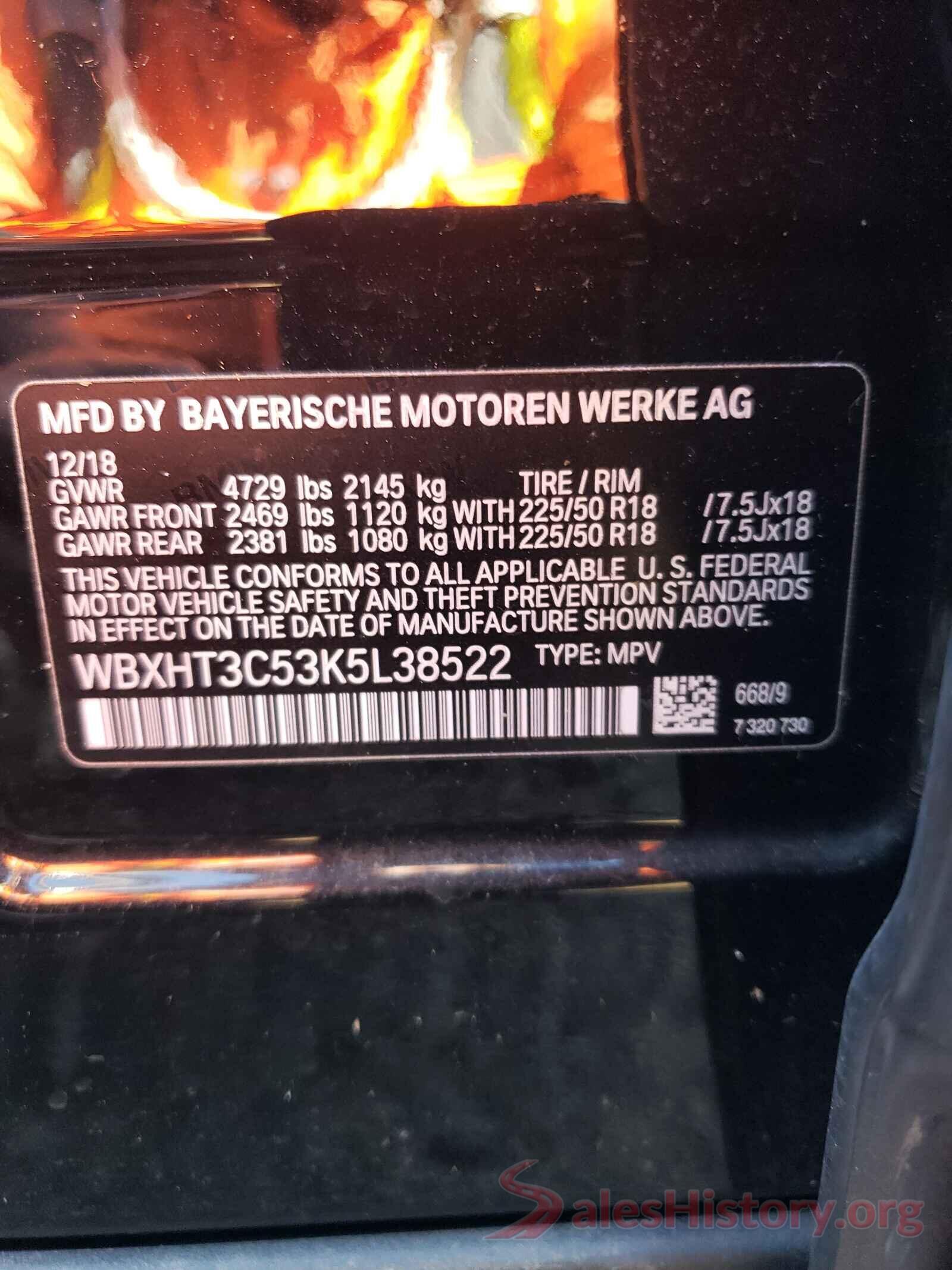 WBXHT3C53K5L38522 2019 BMW X1