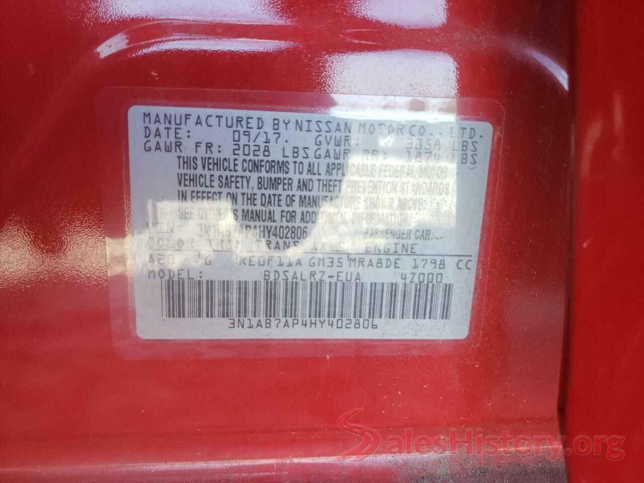 3N1AB7AP4HY402806 2017 NISSAN SENTRA