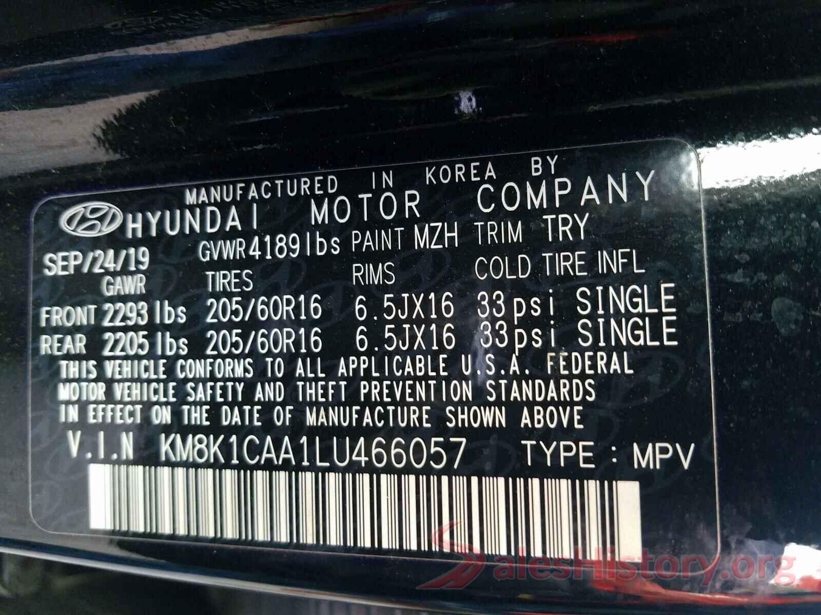 KM8K1CAA1LU466057 2020 HYUNDAI KONA