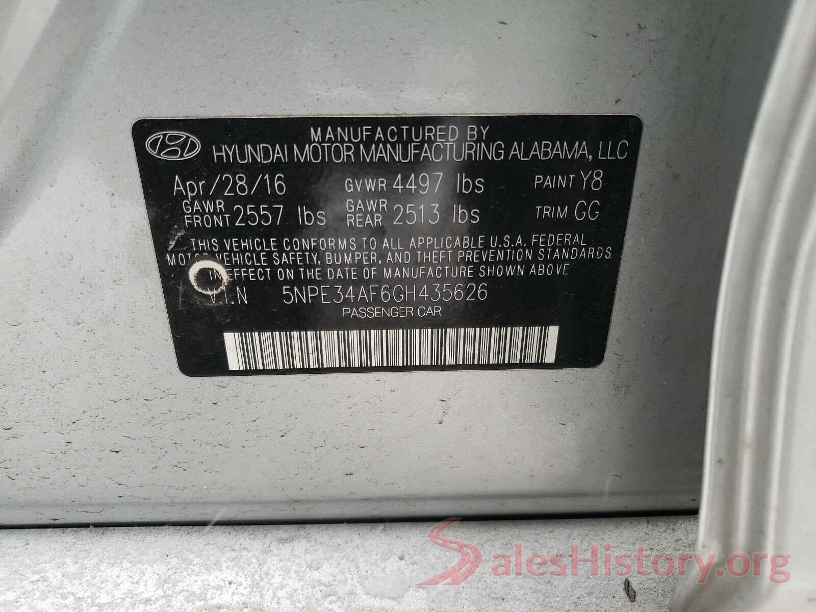 5NPE34AF6GH435626 2016 HYUNDAI SONATA