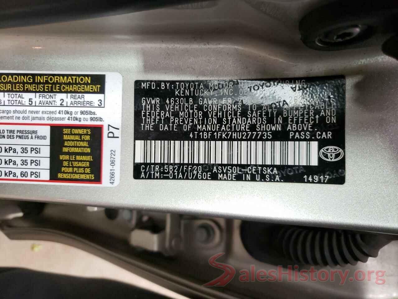 4T1BF1FK7HU277735 2017 TOYOTA CAMRY