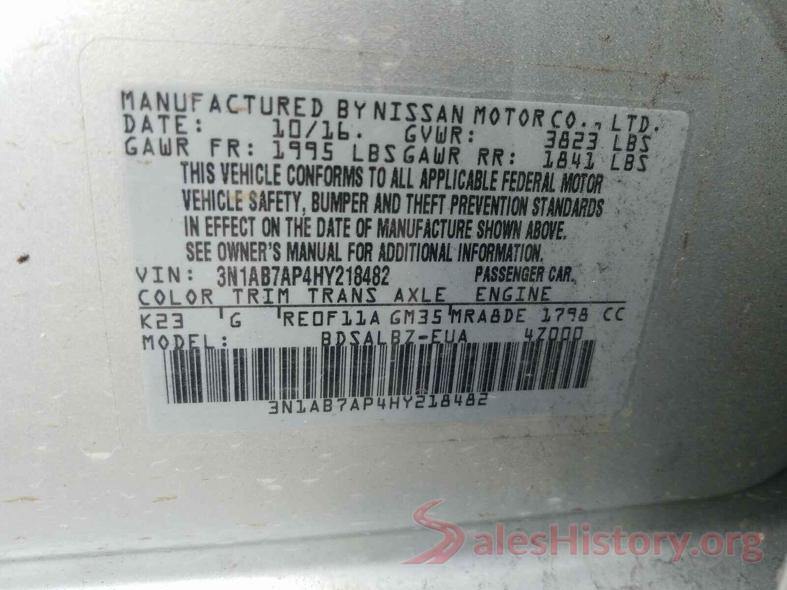 3N1AB7AP4HY218482 2017 NISSAN SENTRA