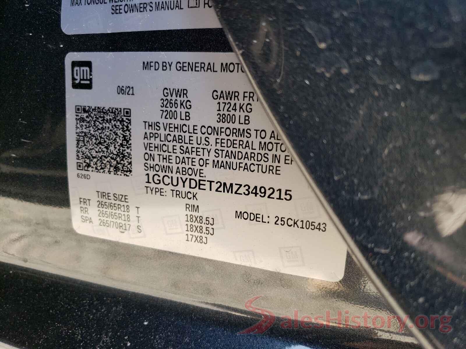 1GCUYDET2MZ349215 2021 CHEVROLET SILVERADO