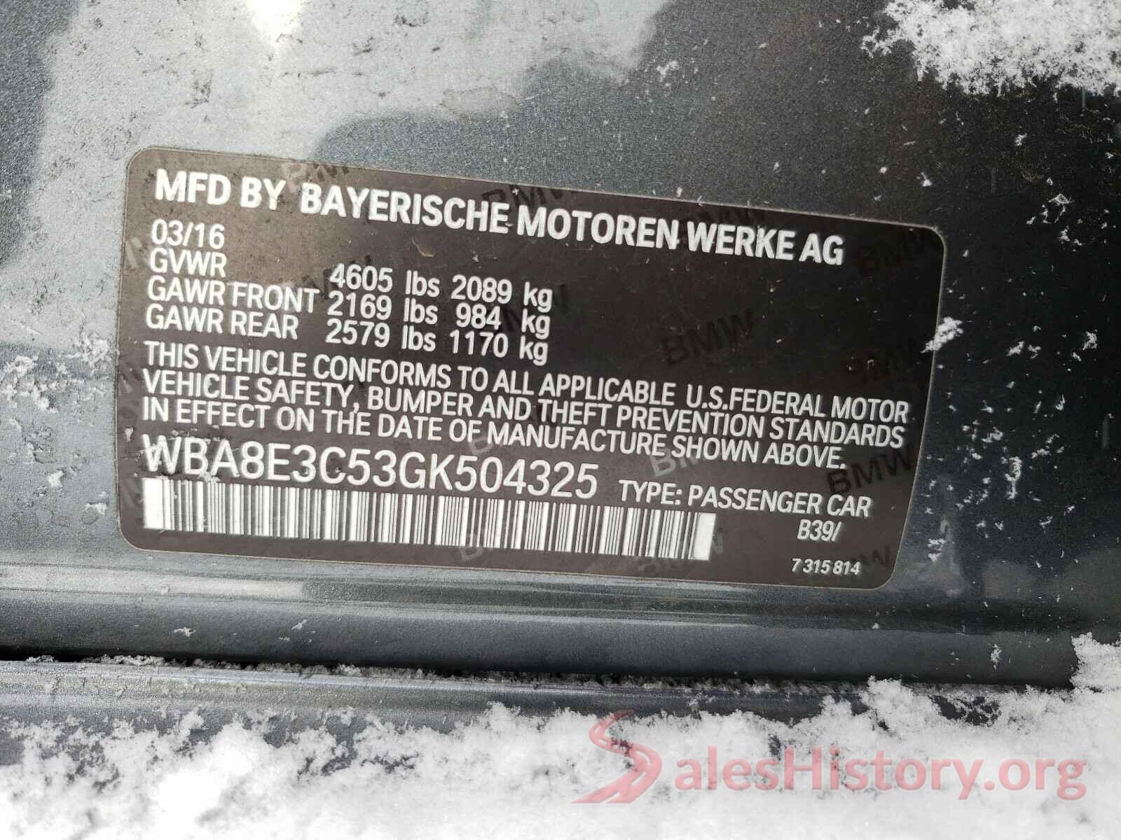 WBA8E3C53GK504325 2016 BMW 3 SERIES