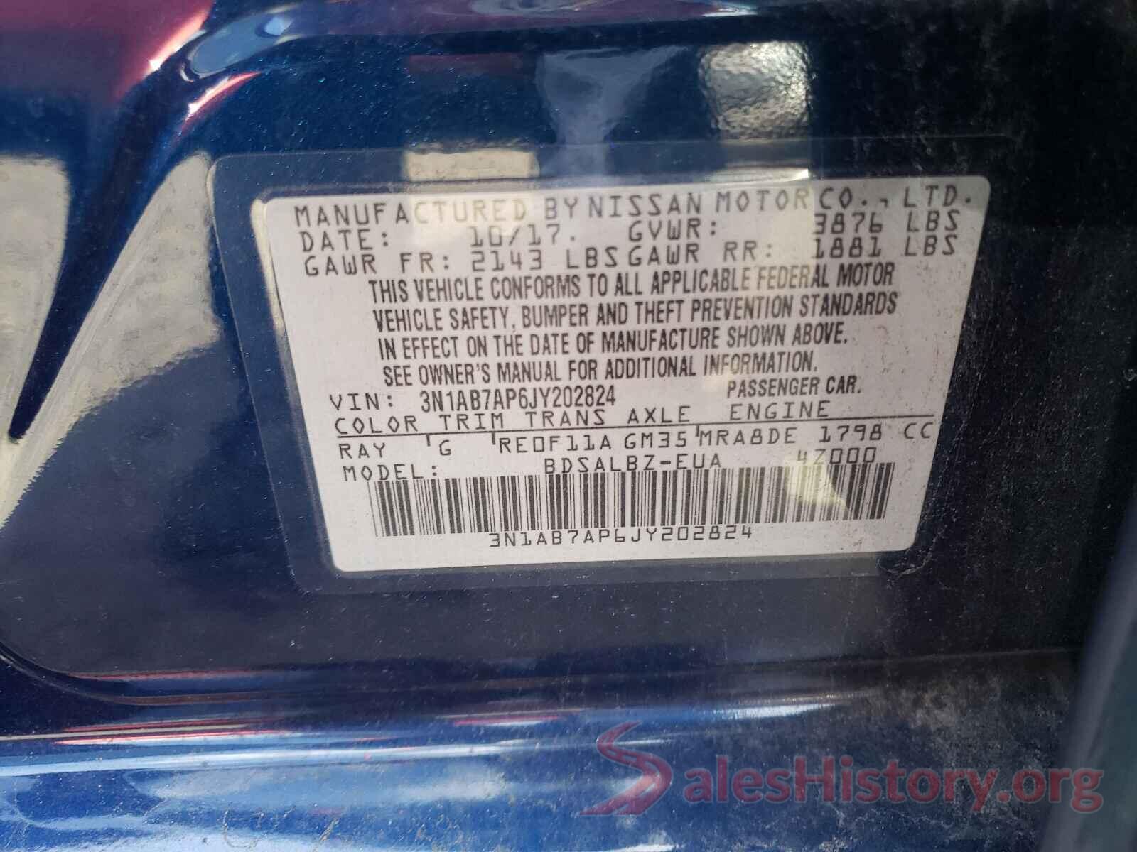 3N1AB7AP6JY202824 2018 NISSAN SENTRA