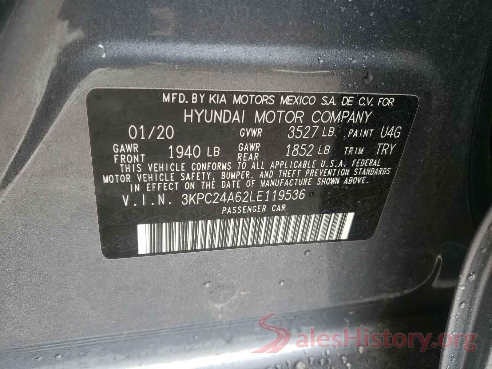 3KPC24A62LE119536 2020 HYUNDAI ACCENT