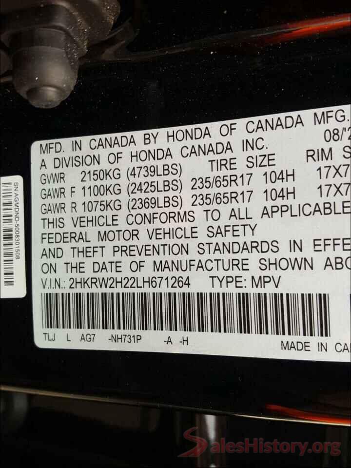 2HKRW2H22LH671264 2020 HONDA CRV