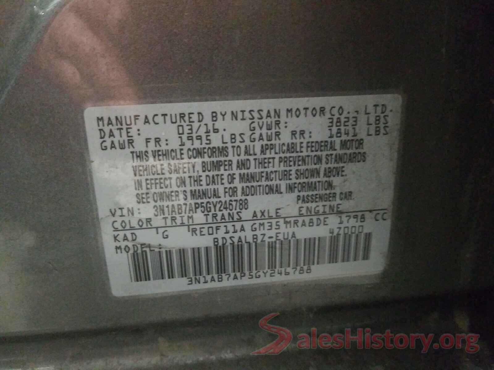 3N1AB7AP5GY246788 2016 NISSAN SENTRA