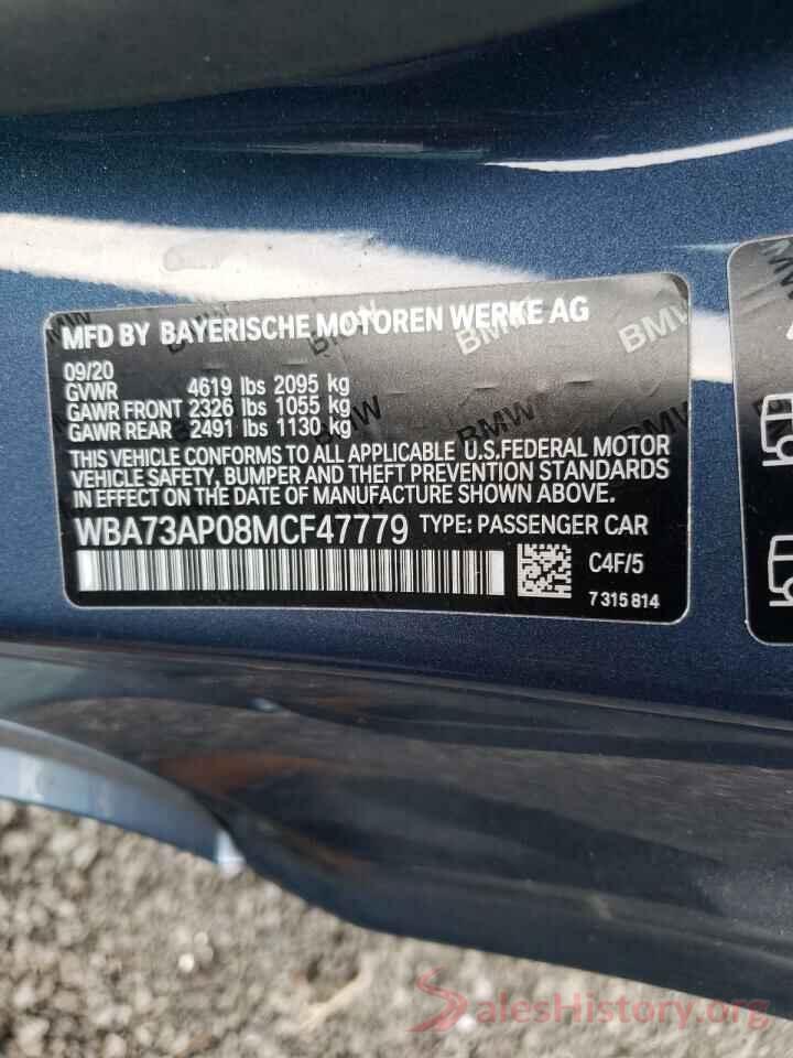 WBA73AP08MCF47779 2021 BMW 4 SERIES