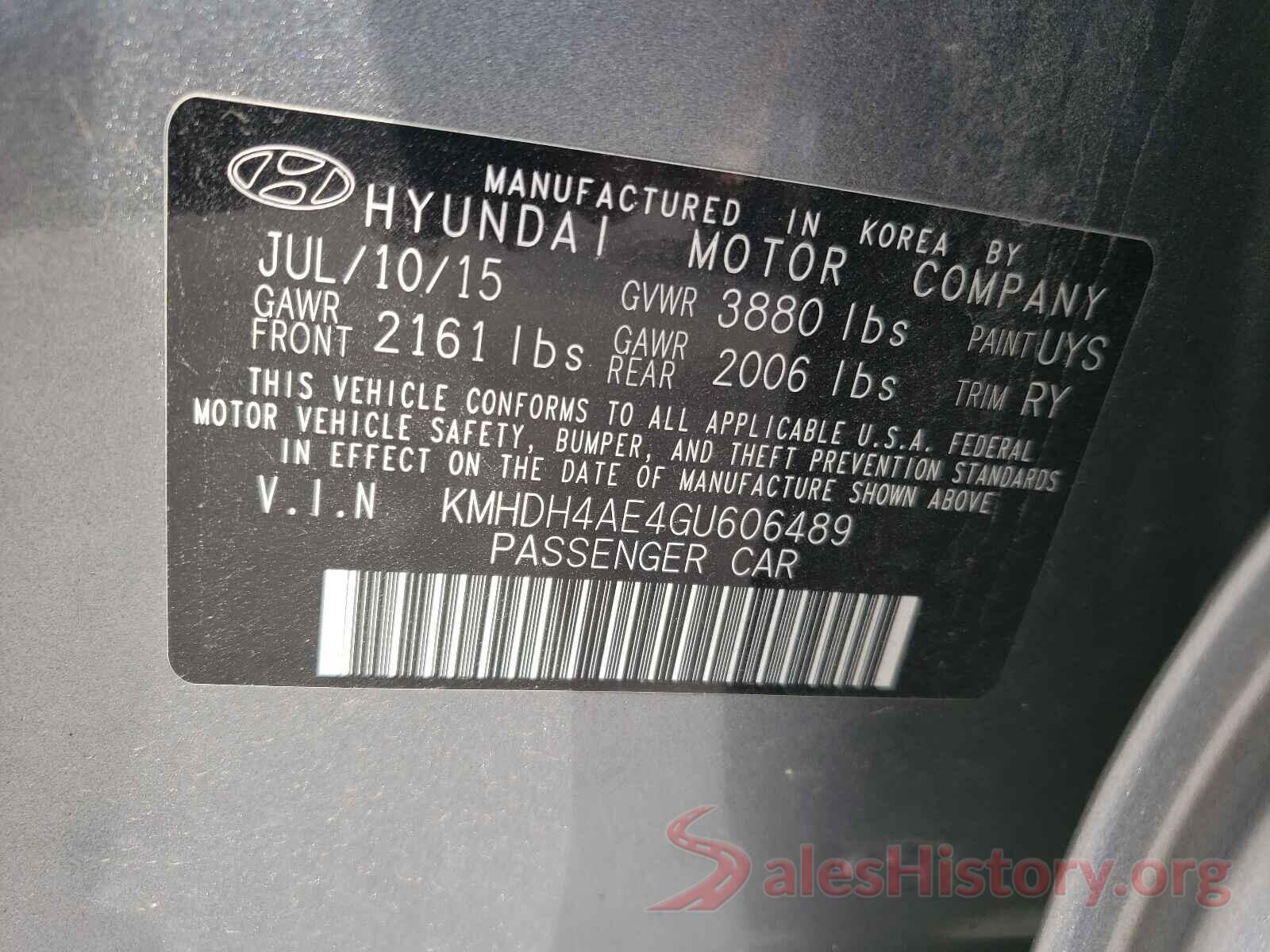 KMHDH4AE4GU606489 2016 HYUNDAI ELANTRA