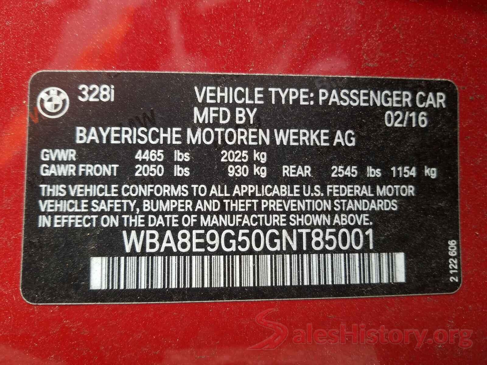 WBA8E9G50GNT85001 2016 BMW 3 SERIES