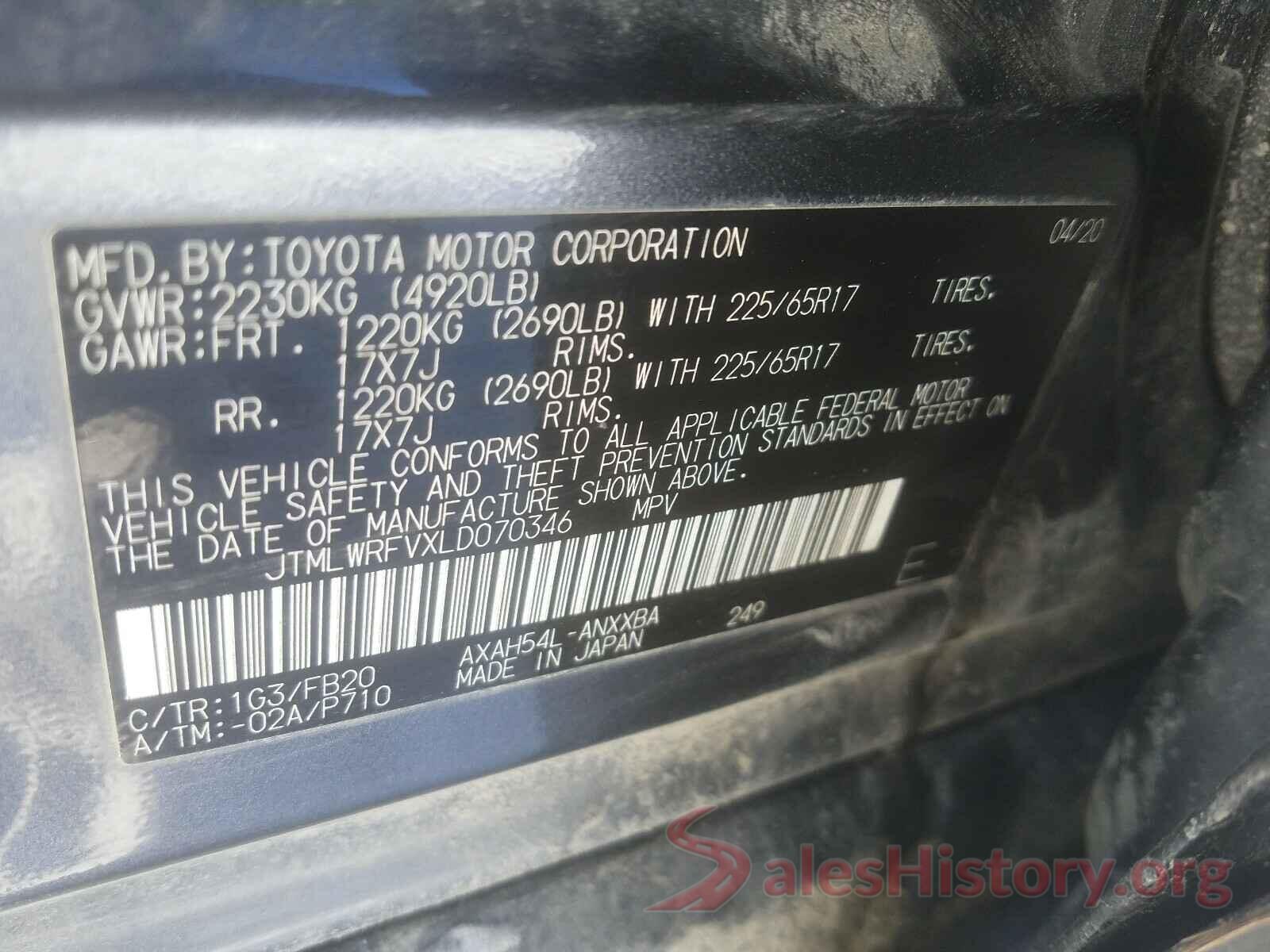 JTMLWRFVXLD070346 2020 TOYOTA RAV4