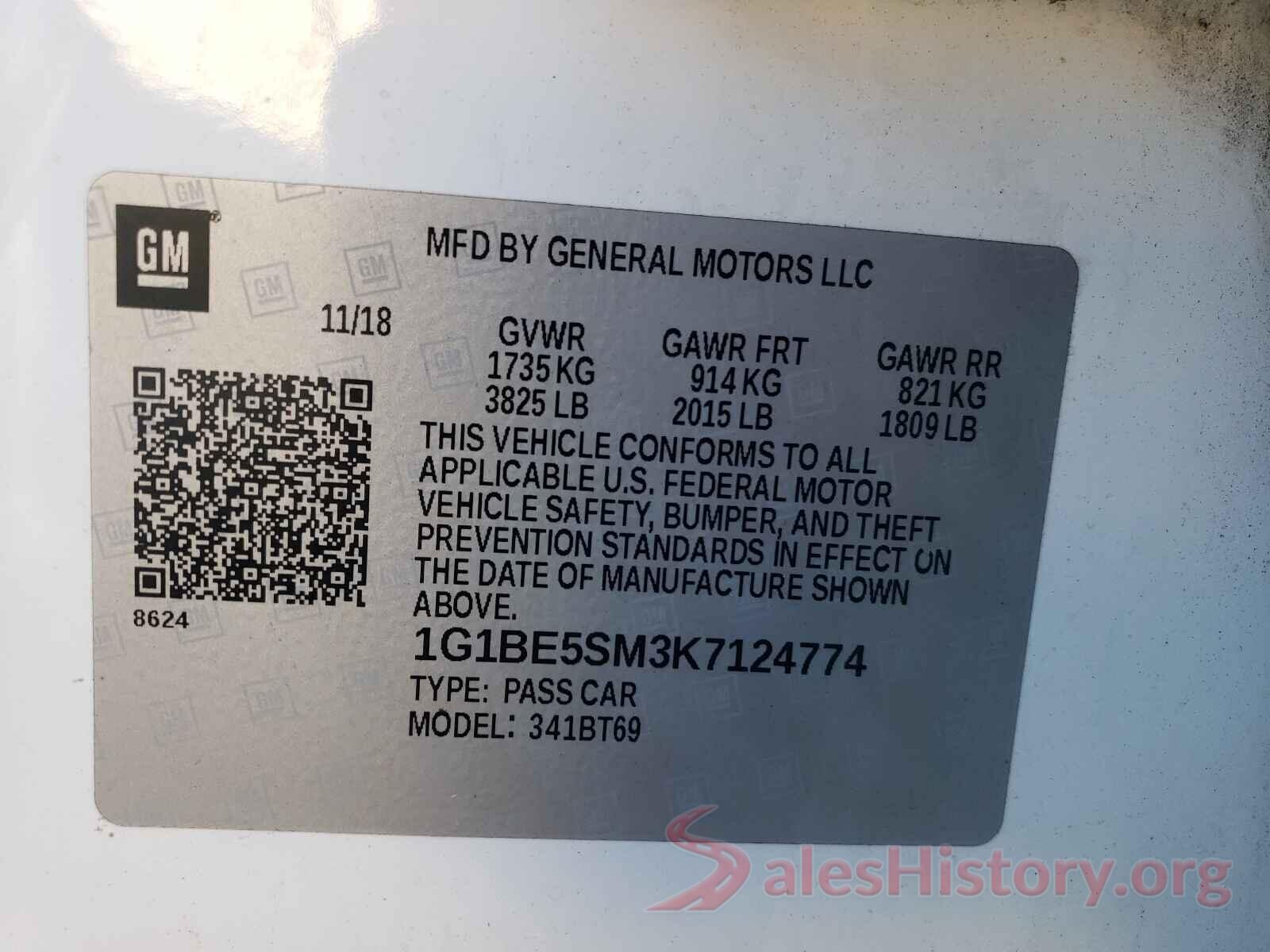 1G1BE5SM3K7124774 2019 CHEVROLET CRUZE