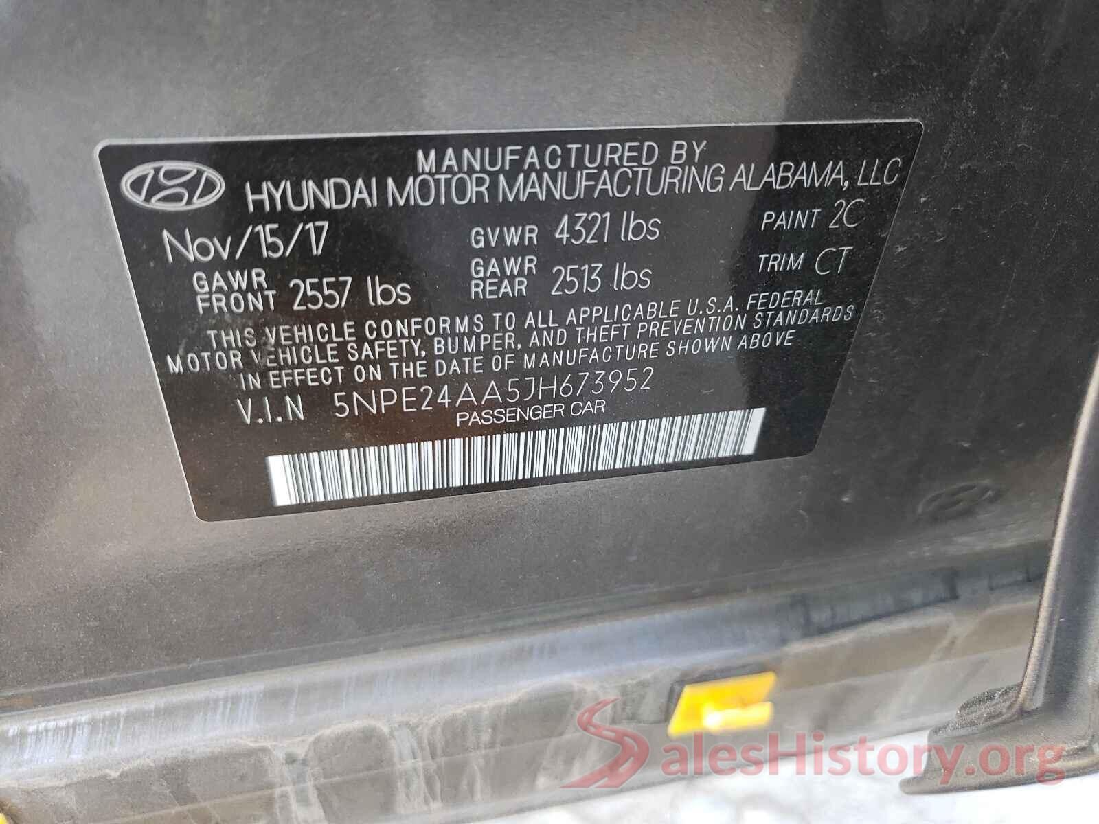 5NPE24AA5JH673952 2018 HYUNDAI SONATA