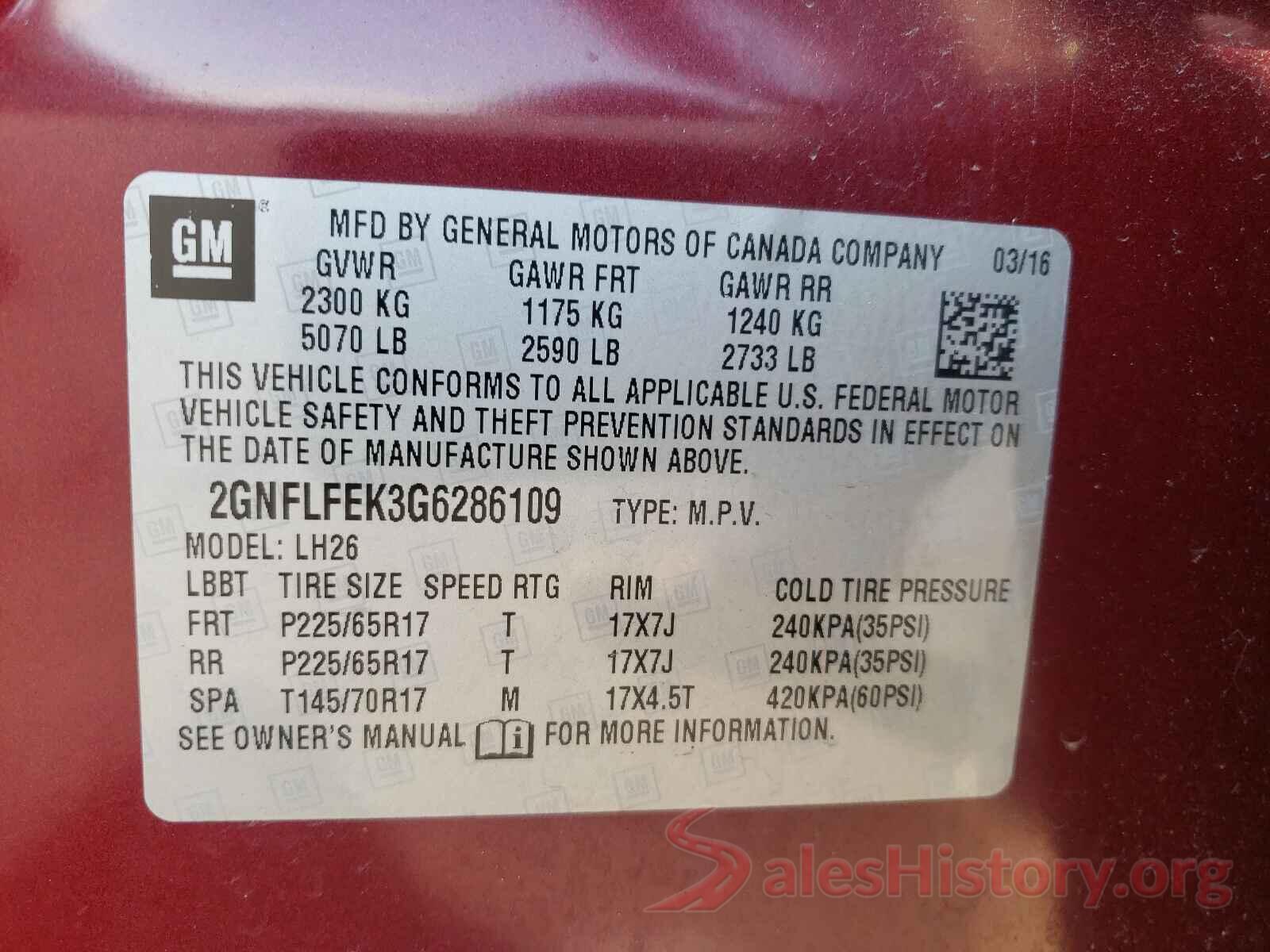 2GNFLFEK3G6286109 2016 CHEVROLET EQUINOX