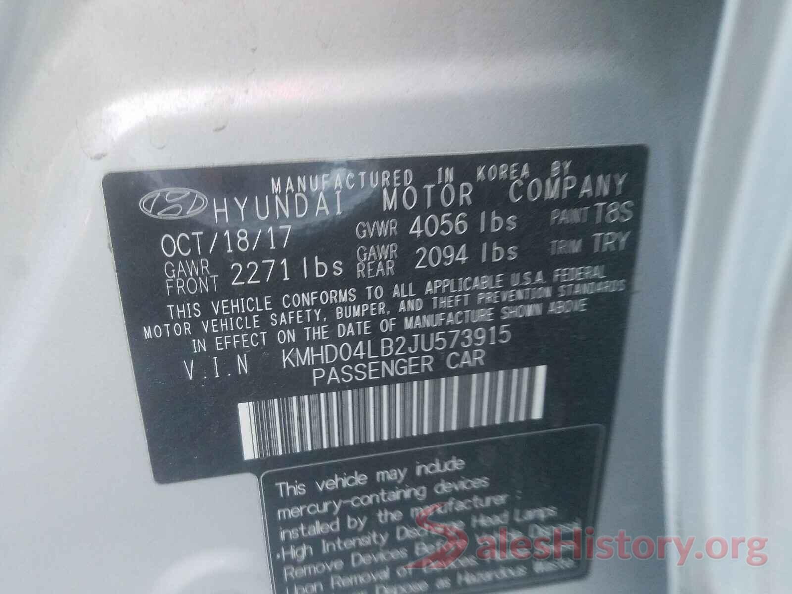 KMHD04LB2JU573915 2018 HYUNDAI ELANTRA