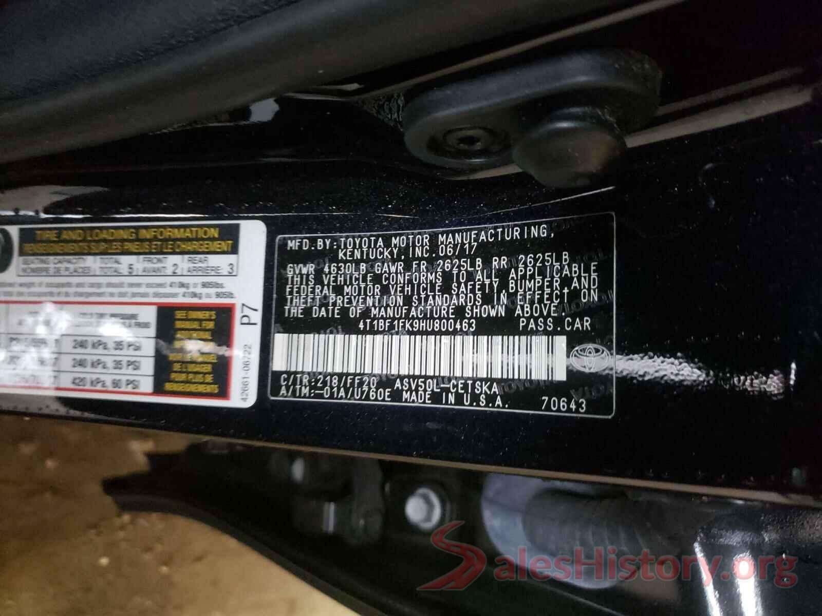 4T1BF1FK9HU800463 2017 TOYOTA CAMRY