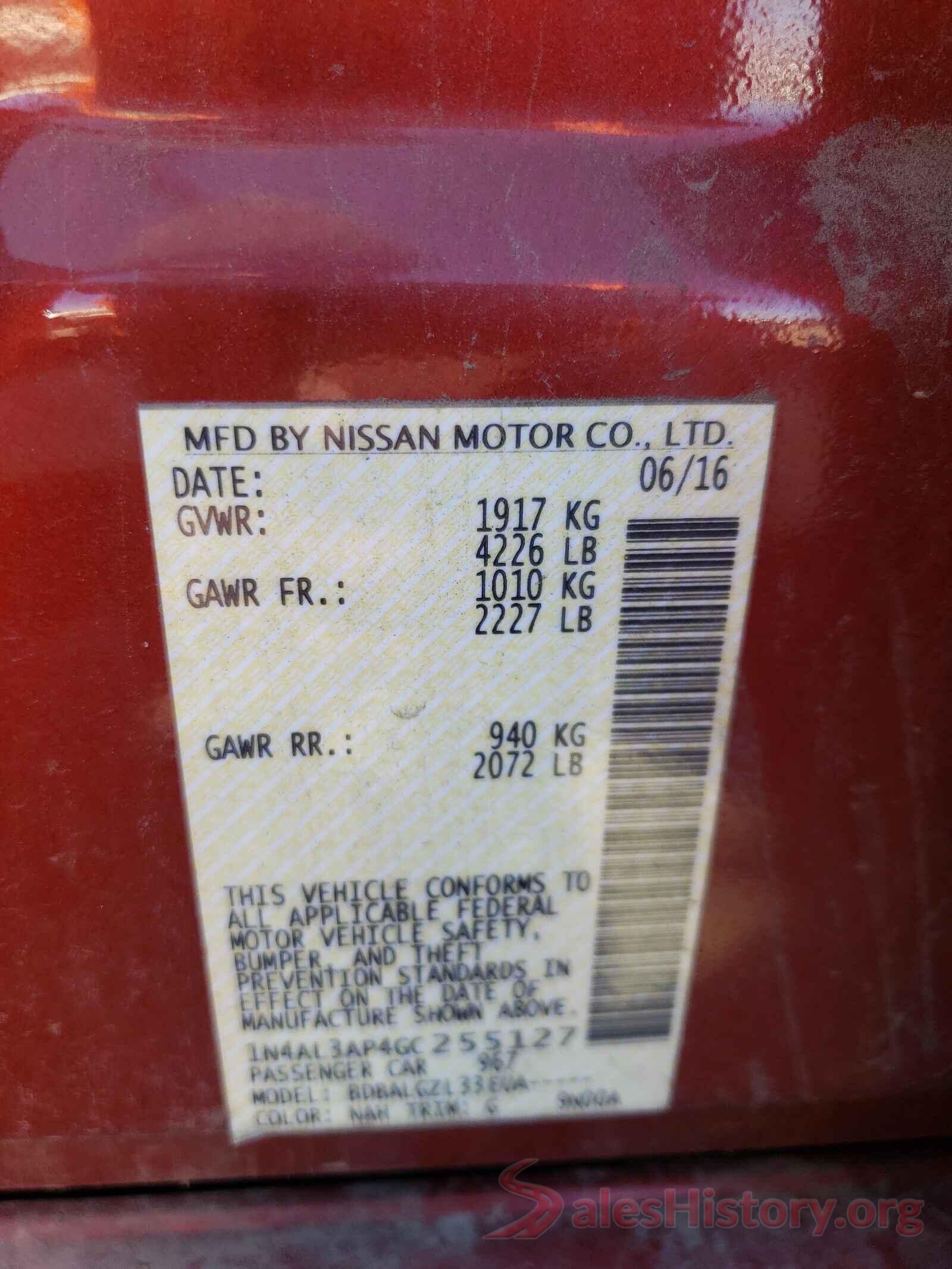 1N4AL3AP4GC255127 2016 NISSAN ALTIMA