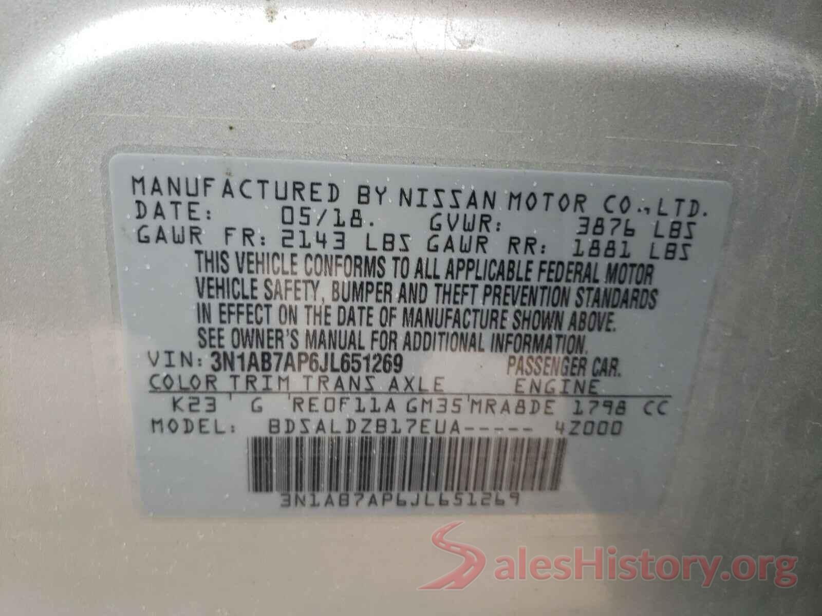 3N1AB7AP6JL651269 2018 NISSAN SENTRA