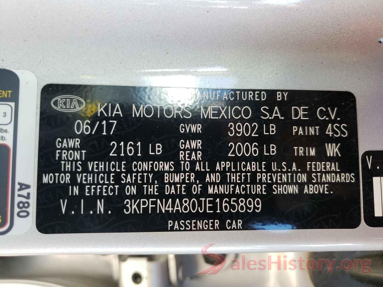 3KPFN4A80JE165899 2018 KIA FORTE