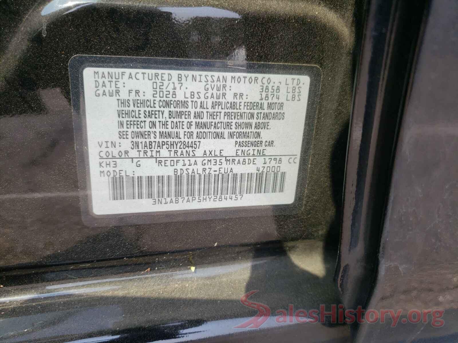 3N1AB7AP5HY284457 2017 NISSAN SENTRA