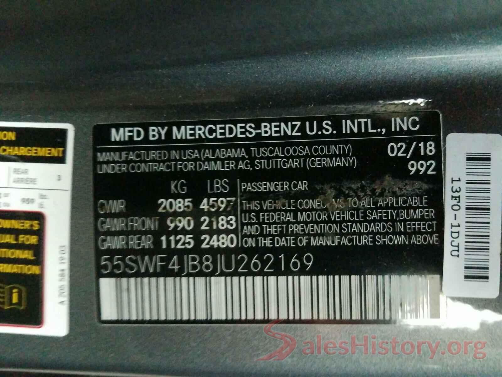 55SWF4JB8JU262169 2018 MERCEDES-BENZ C CLASS