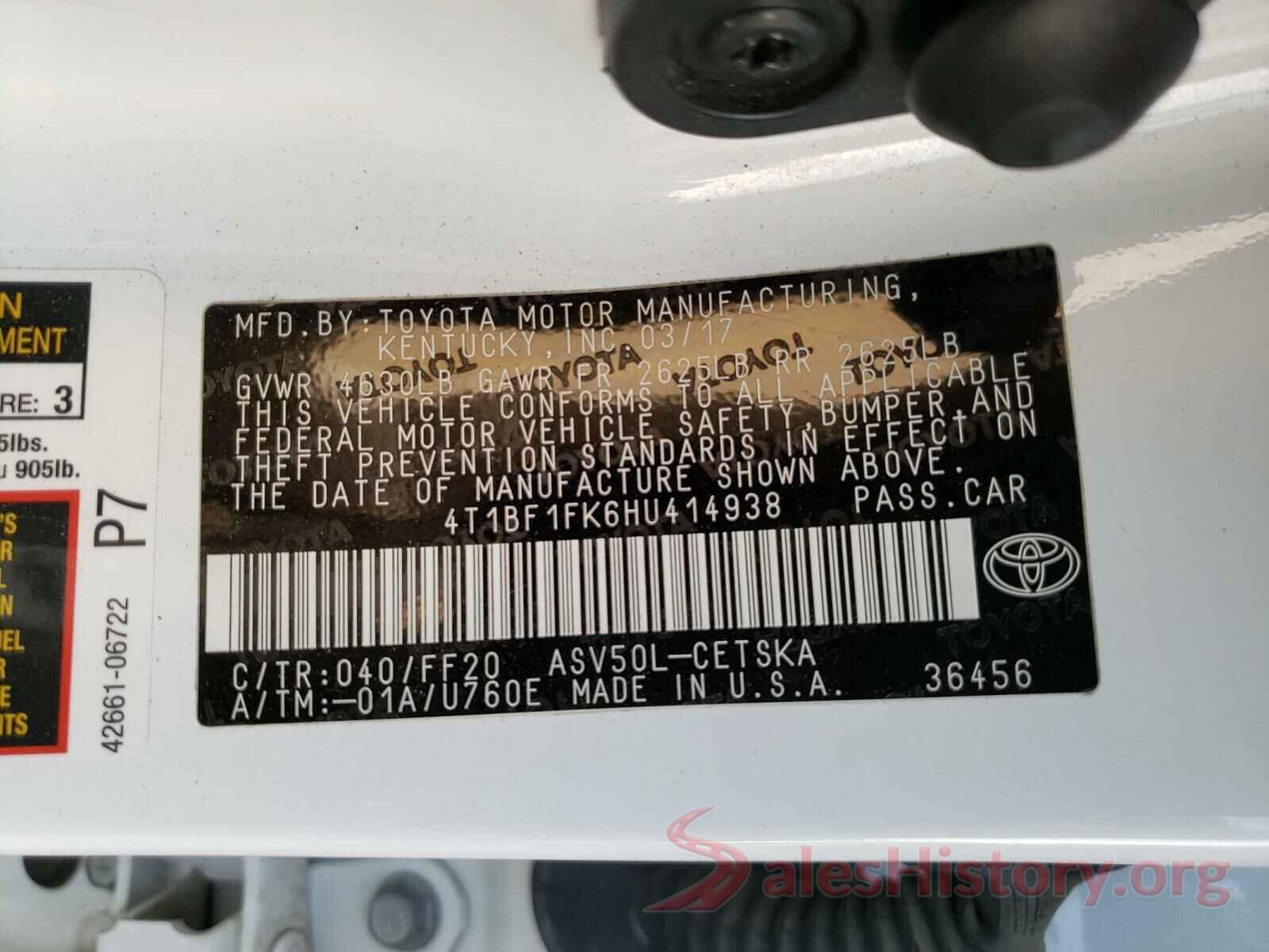 4T1BF1FK6HU414938 2017 TOYOTA CAMRY