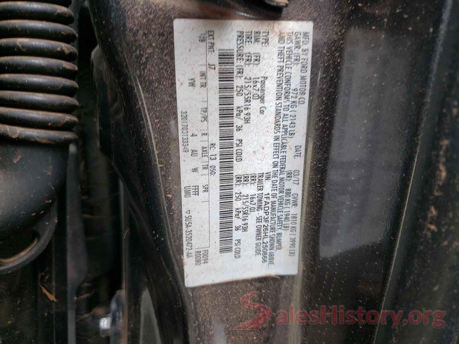 1FADP3F26HL250866 2017 FORD FOCUS