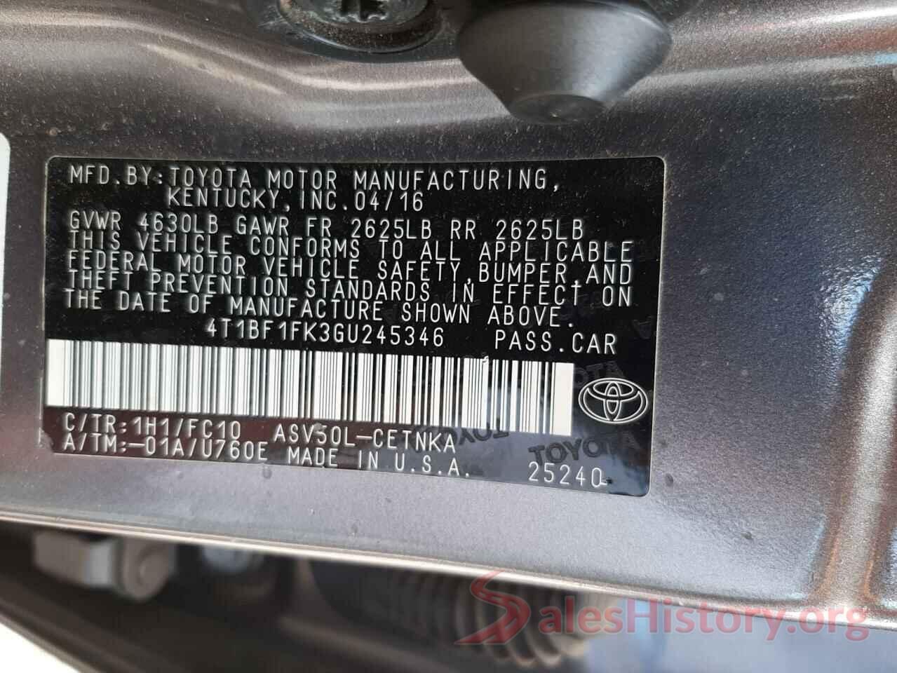 4T1BF1FK3GU245346 2016 TOYOTA CAMRY