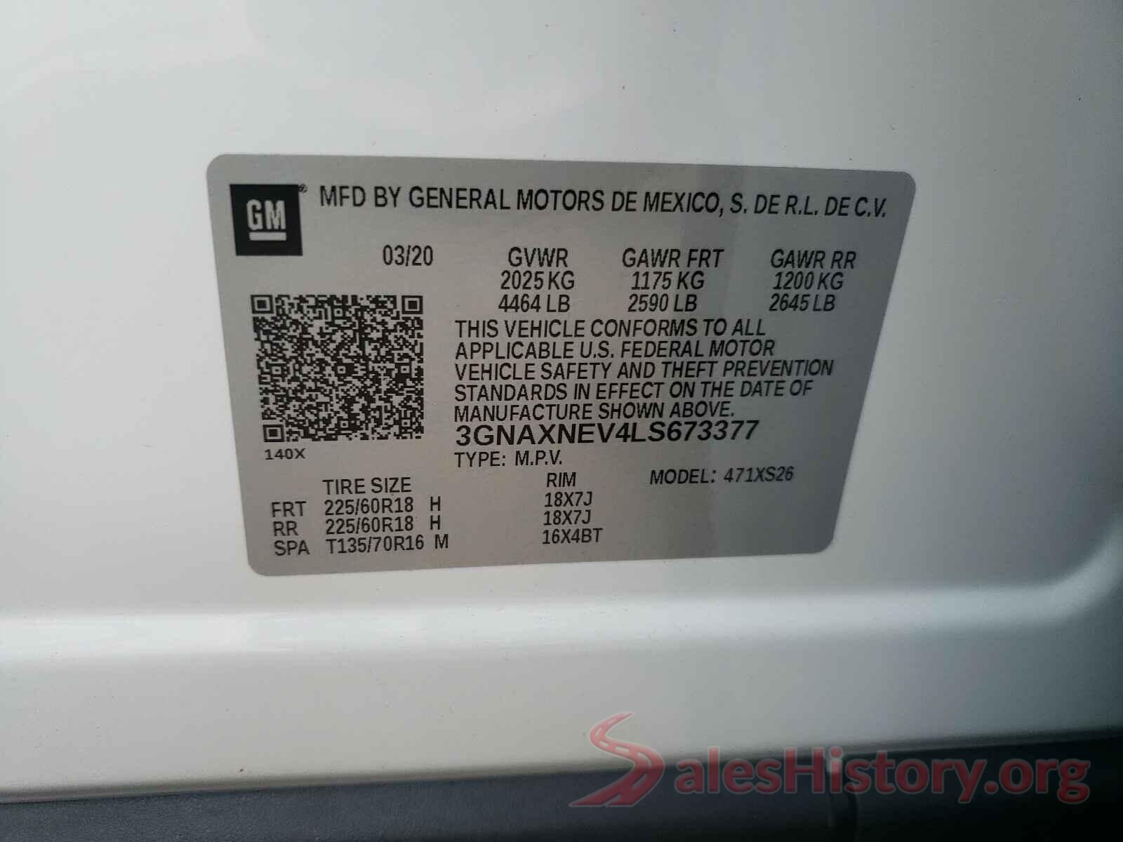 3GNAXNEV4LS673377 2020 CHEVROLET EQUINOX